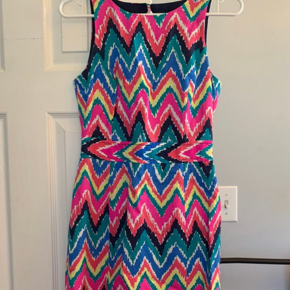 LILLY PULITZER Kirkland Hearts A Flutter Chevron Dress Sz 0
